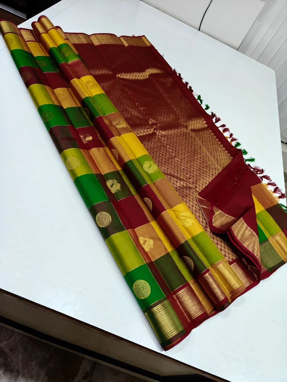 Maroon Kanchipuram Silk Saree